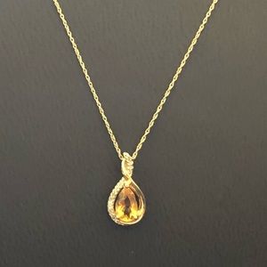 10k Gold Citrine and Diamond Necklace